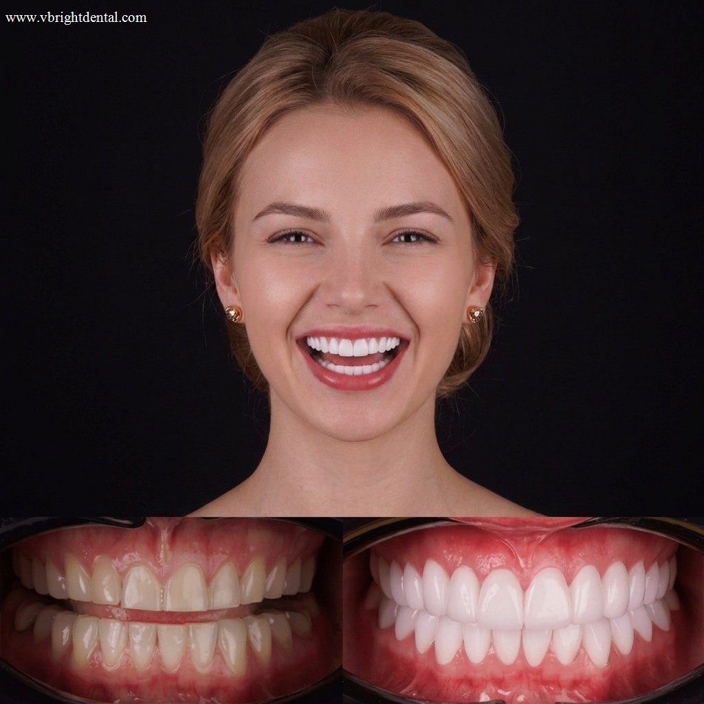 Porcelain veneers comparison photo