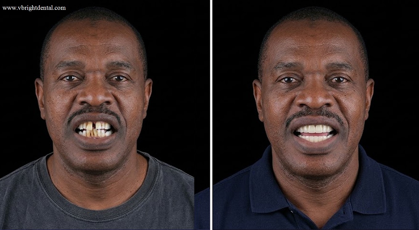 Dental implants before and after — restored smile